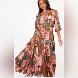 Petal & Pup Tiered Spring Summer Maxi Dress Size Large NEW NWT Size Large